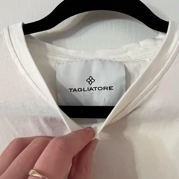 Tagliatore Men’s White Cotton Round Neck T-Shirt - Picture 2 of 10